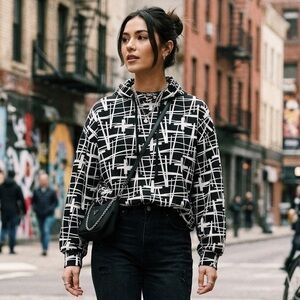 SHEIN Black and White Patterned Sweater